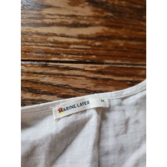 Marine Layer Maddie Wrap Dress in Oatmeal/Peach Stripe Size Medium - Picture 5 of 7